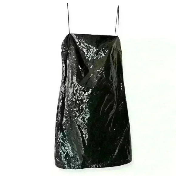 NWT Secrets Womens Patent Leather Bodycon Dress with Spaghetti Straps Size Large - Picture 4 of 9